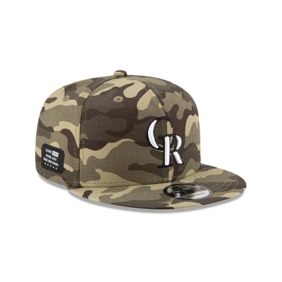 Green Colorado Rockies Hat - New Era MLB Armed Forces Weekend 9FIFTY Snapback Caps USA0825316